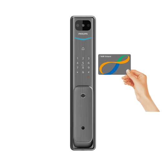 Philips Alpha-VP 視像智能鎖,黑灰外殼數字按鍵與鏡頭模組