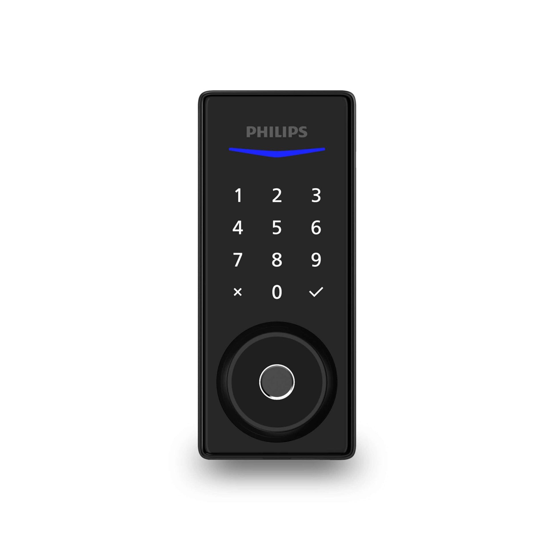 Philips 電子附加鎖前面板：黑色按鍵鍵盤與圓形按鈕