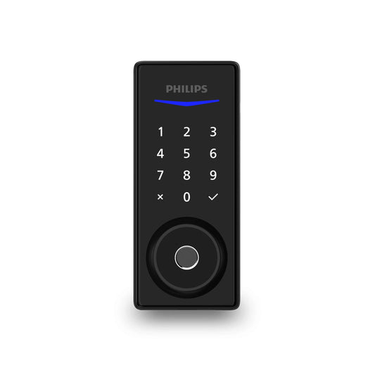 Philips 電子附加鎖前面板：黑色按鍵鍵盤與圓形按鈕