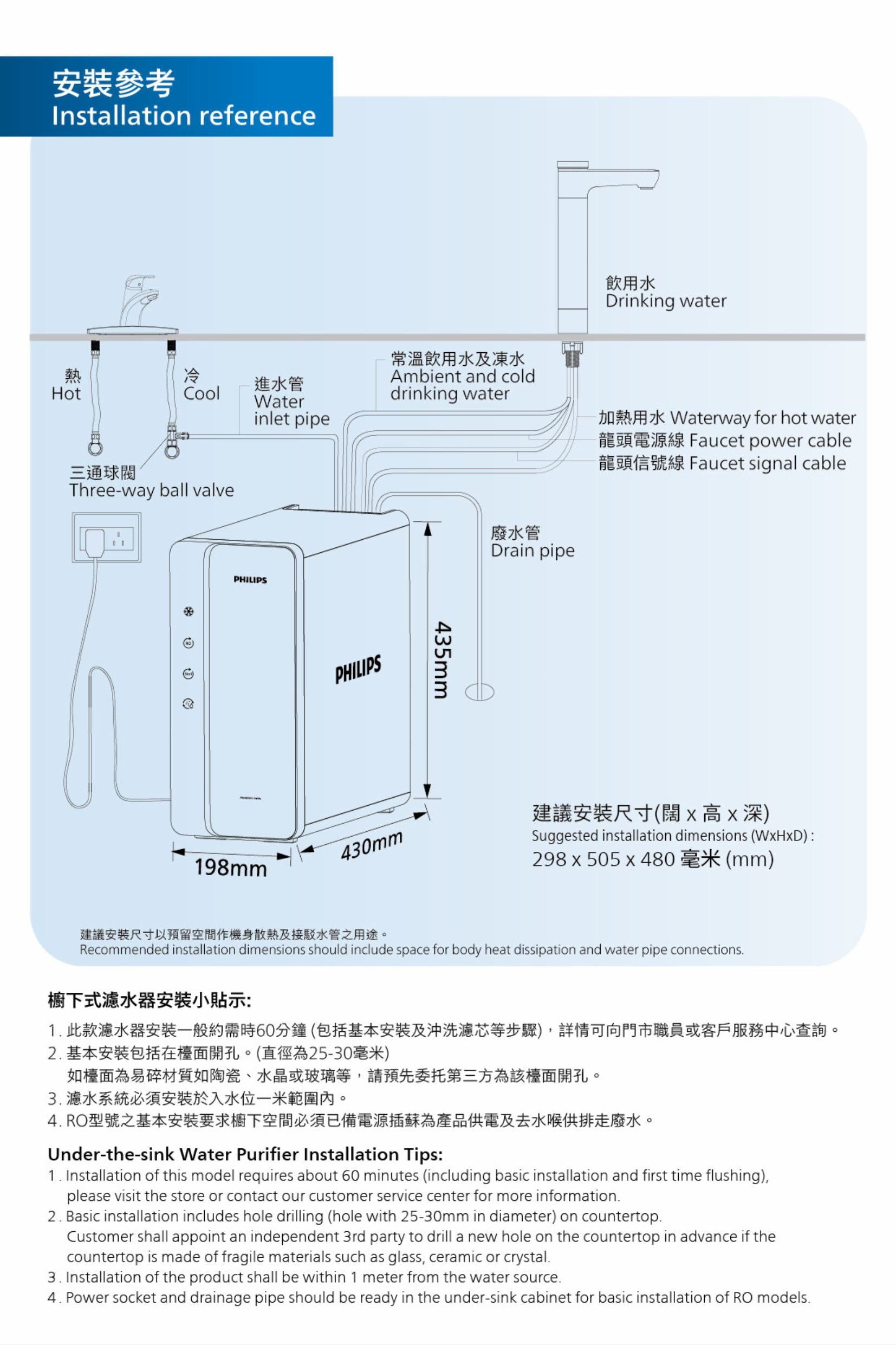 Philips AUT9028DG/90 RO櫥下式冷熱淨水器(送微納米氣泡水潔膚儀 (價值$1,898))