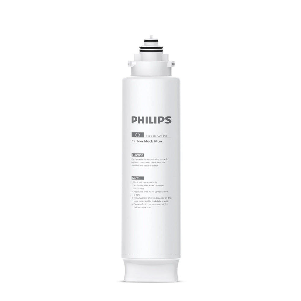 Philips 白色圓柱濾芯，頂部接口與正面CB碳阻斷標示