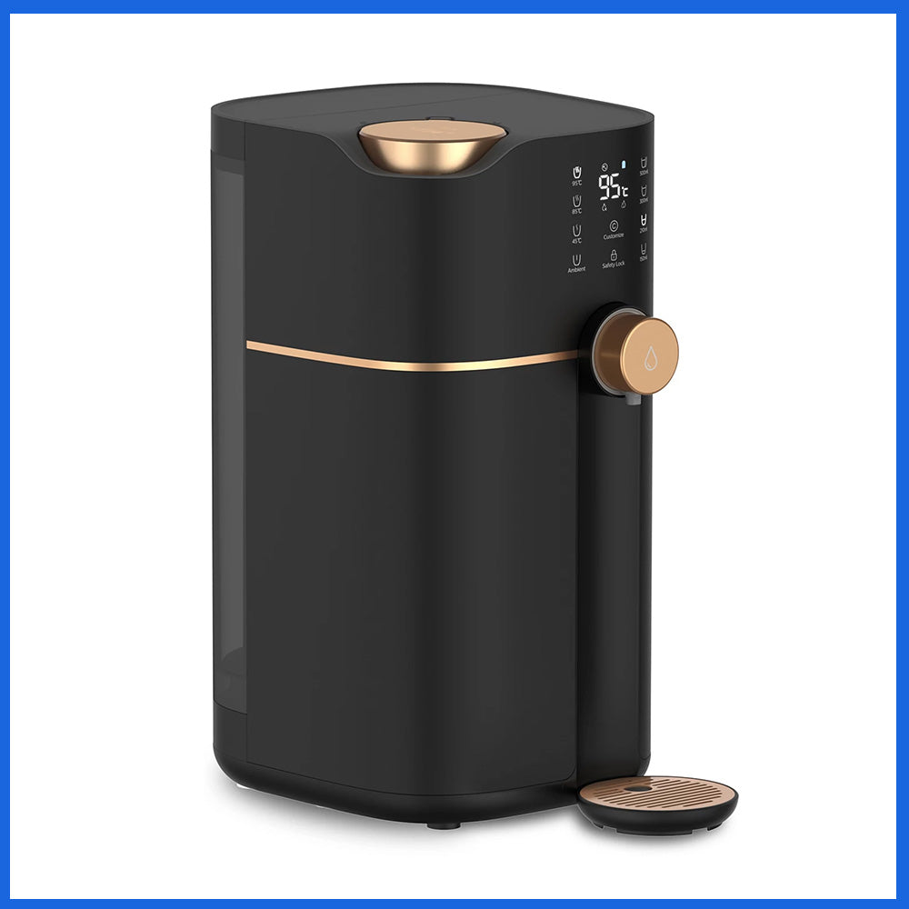 Philips 即熱式純淨飲水機 黑色機身 觸控面板 金色旋鈕 出水杯托